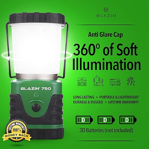 Miniatura 3 de Linterna LED más brillante para campamento y huracán, funciona con pilas.