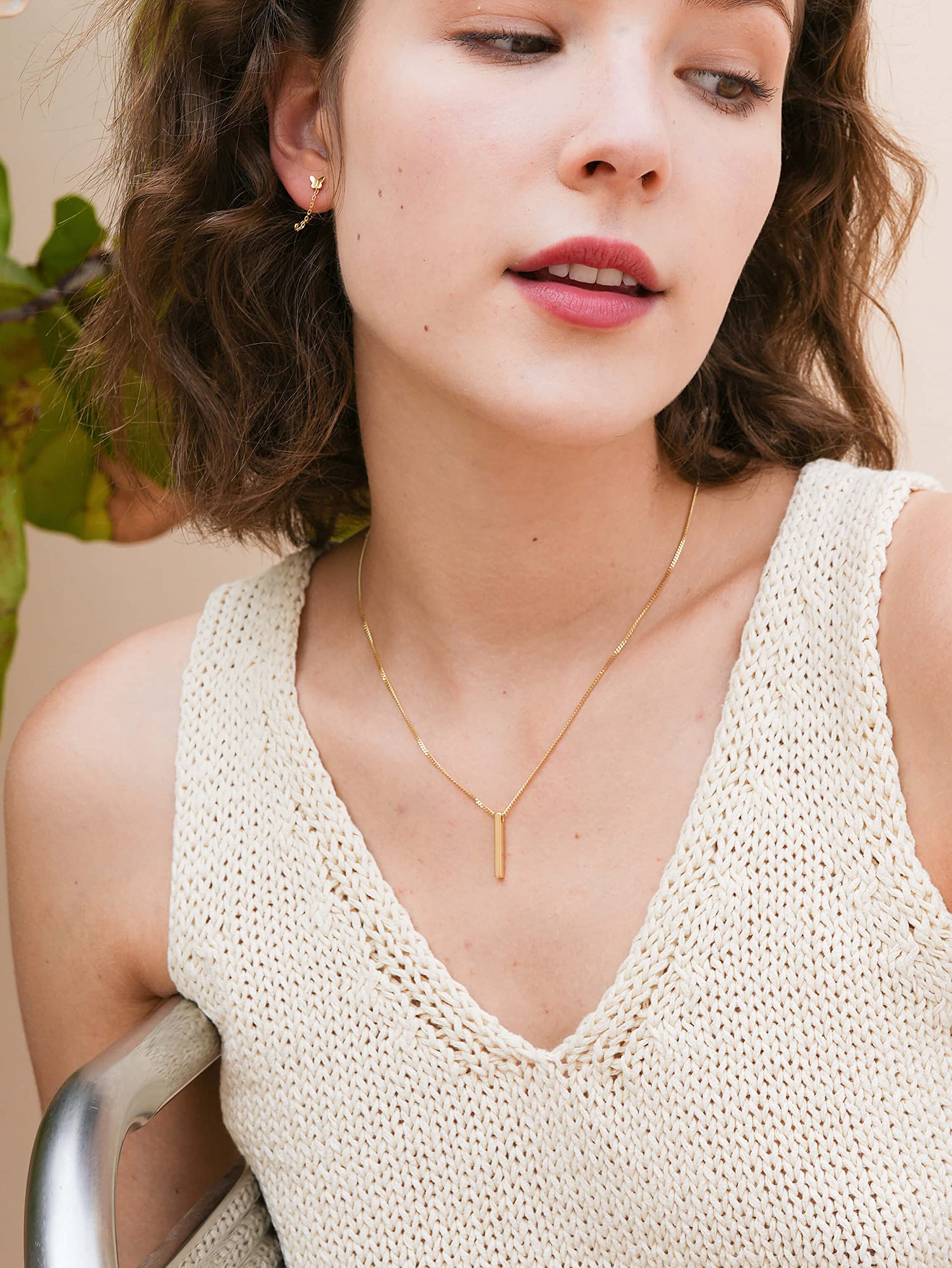 S.Leaf Collana girocollo a strati in argento Sterling Dainty Gold Collane da donna Collana con ciondolo a disco a Y Collana a strati per donne gioielli, metallo, senza pietre preziose