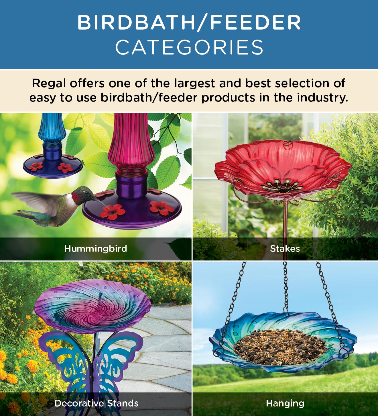 Regal Art & Gift Vogeltränke mit Ständer – langlebige Glasschale mit robustem Metallständer, leicht zu befüllen, ideal für Terrasse, Veranda und Gartendekoration – Schmetterling
