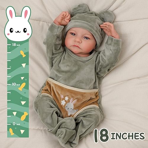 Miniatura 4 de BABESIDE Eyes Open Reborn Baby Doll - Muñeca realista de bebé recién nacido de 18 pulgadas, cuerpo completo, de vinilo, para bebé recién nacido,