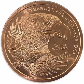 5 oz copper Double Eagle Round Strength, Freedom, Pride in capsule