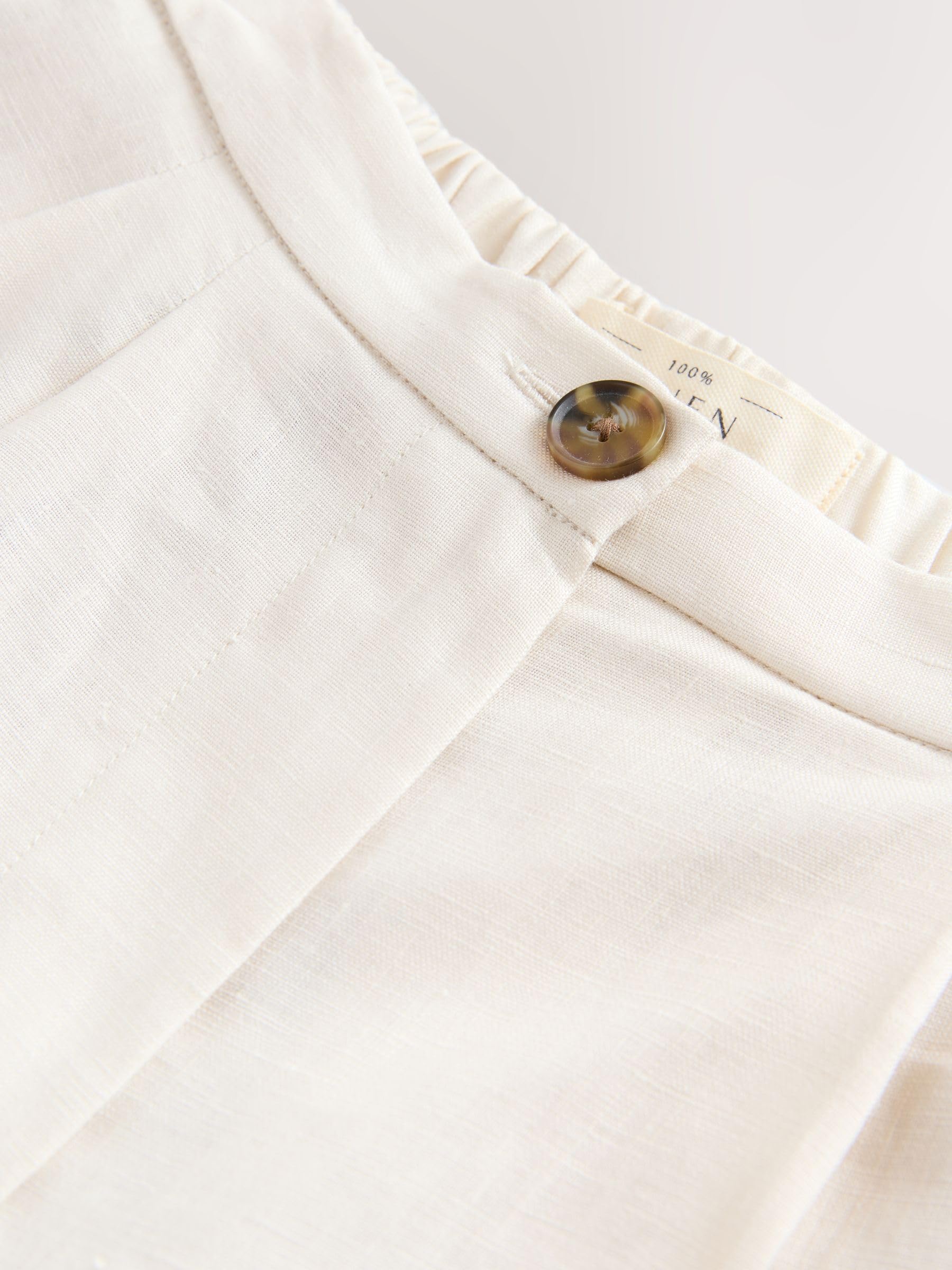 NEXT Femme Bermuda en Lin | Coupe standard, Taille mi-haute, Cordon de serrage