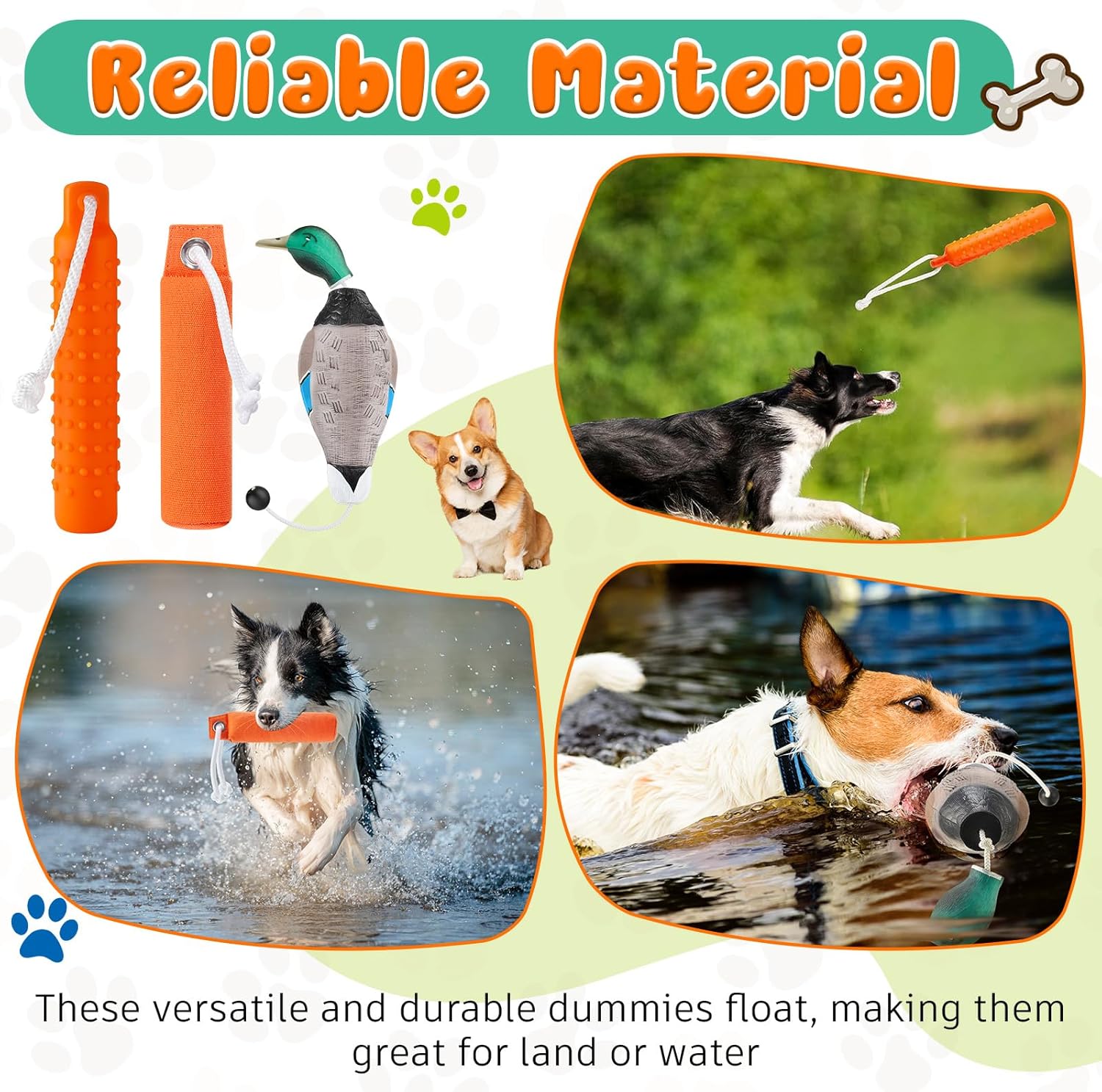 Blueweenly 3 Pcs Canvas Bumper Dummy Bumper Dog Float Toys for Hunting Retriever Training Dog Retriever Outdoor Training Toy Hunting Recognition Trainers