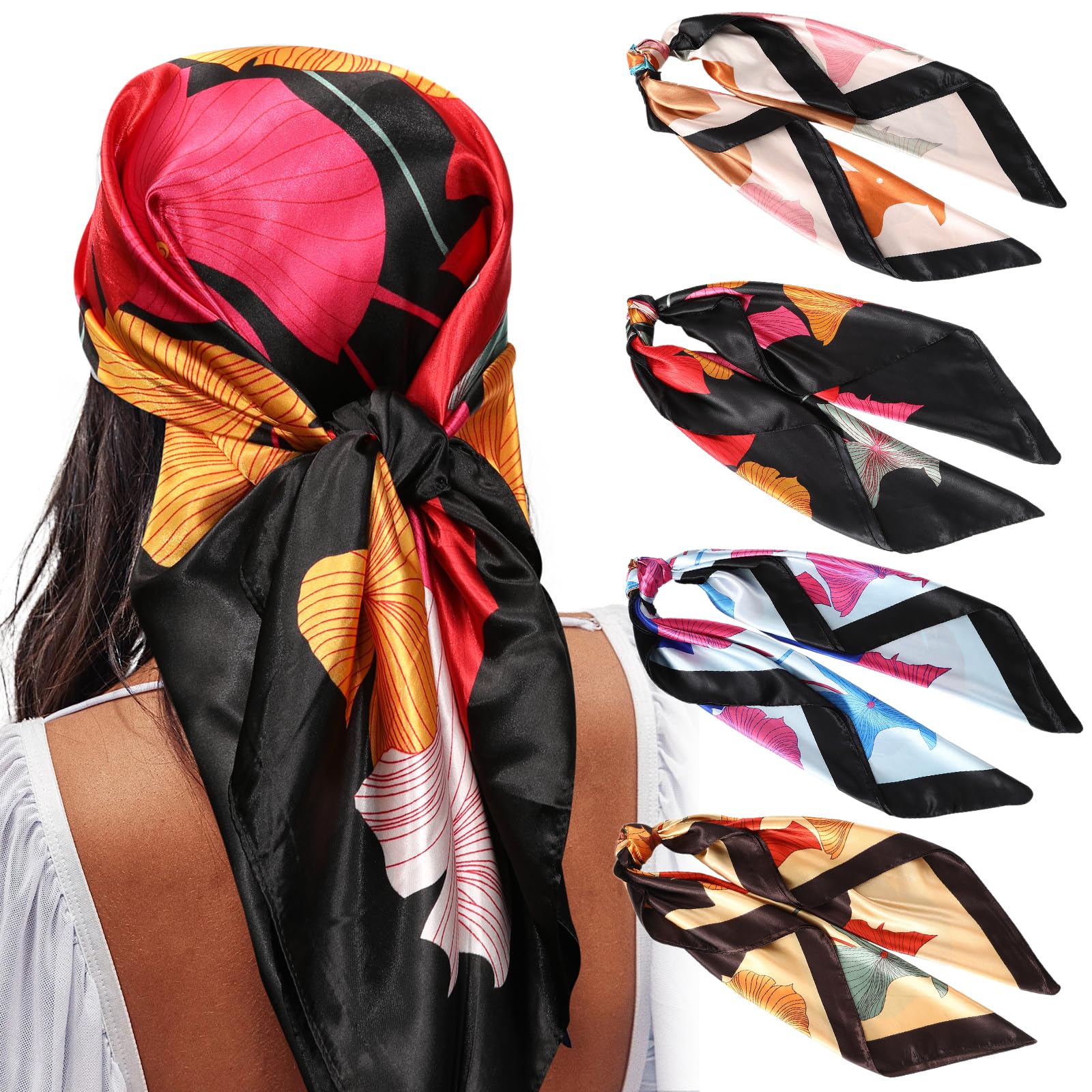 AWAYTR Satin Head Scarf Scarf Femme (lot de 3)