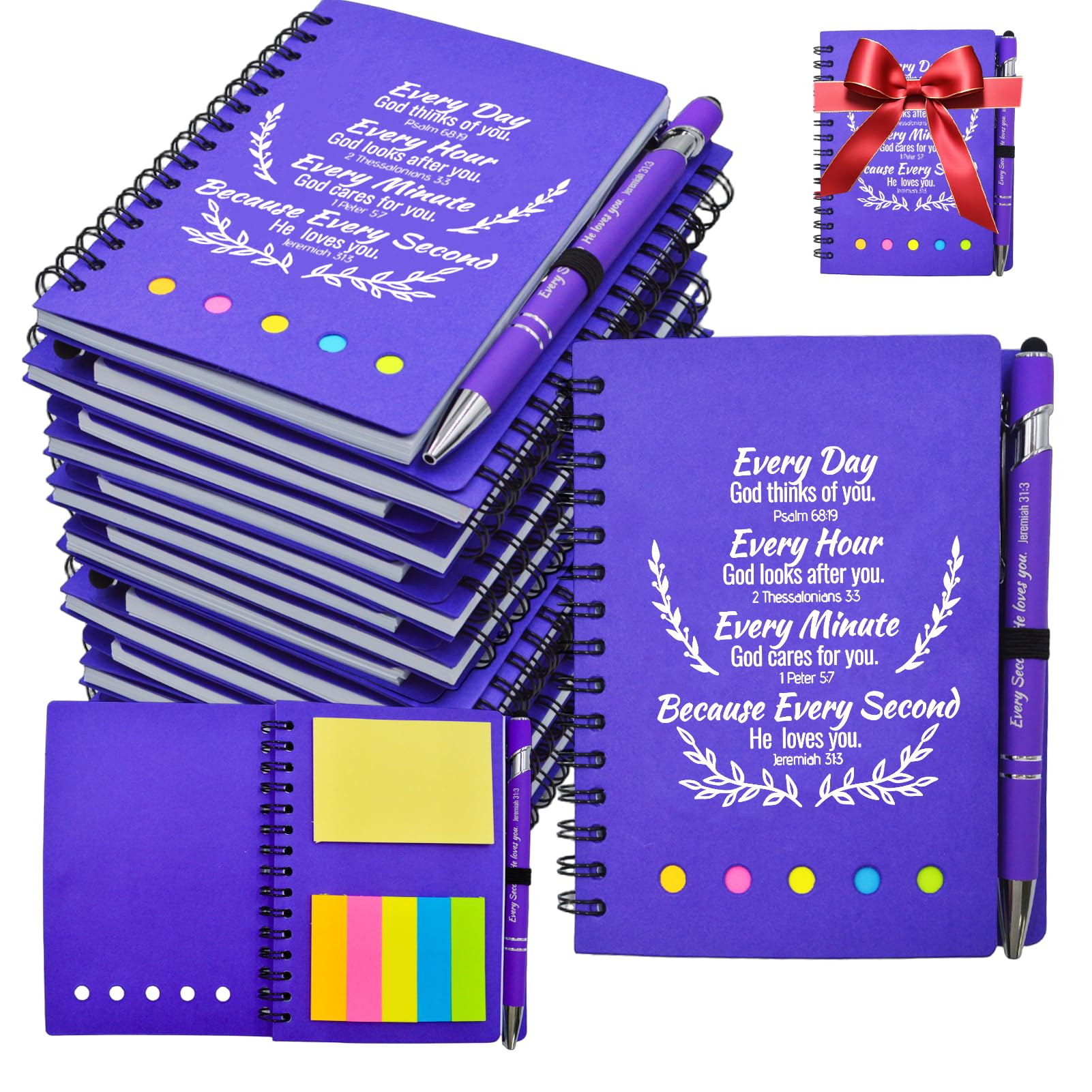60 Pcs Bulk Fathers Day Christian Gifts Prayer Journal for Woman - 30 Set Religious Notepad with Christian Pen - Bible Notebook - Church Gifts for