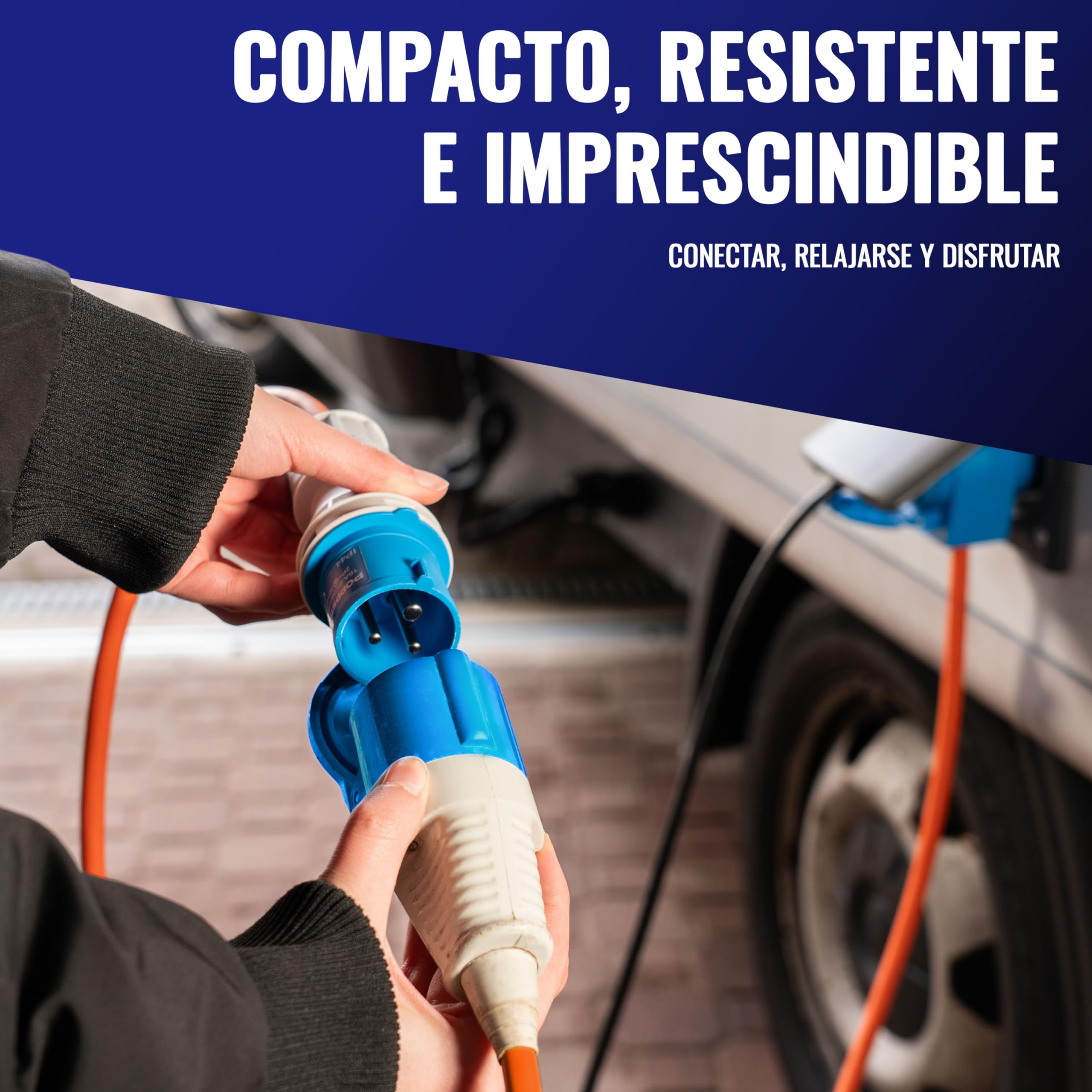 Poppstar Cable alargador CEE para camping 1,5 m con Schuko (enchufe CEE 3 polos a toma CEE + toma de contacto de protección tipo F), 230V/16A, IP44, H07RN-F 3G2.5