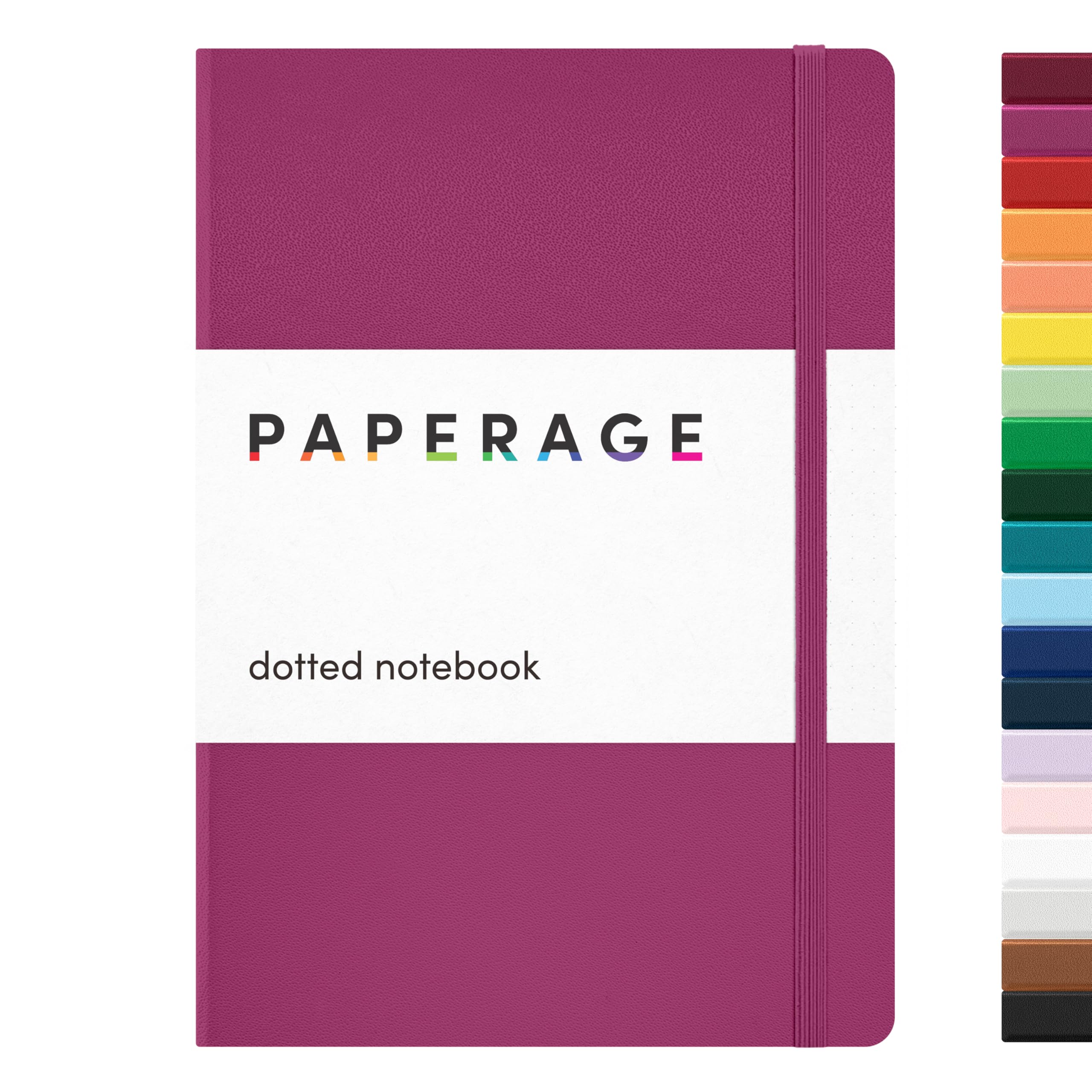 PAPERAGE Dotted Journal Notebook, (Raspberry), 160 Pages, Medium 5.6 in x 8 in - 100 GSM Thick Paper – Hardcover Journaling Notebook for Work, School &amp; Bullet Journaling