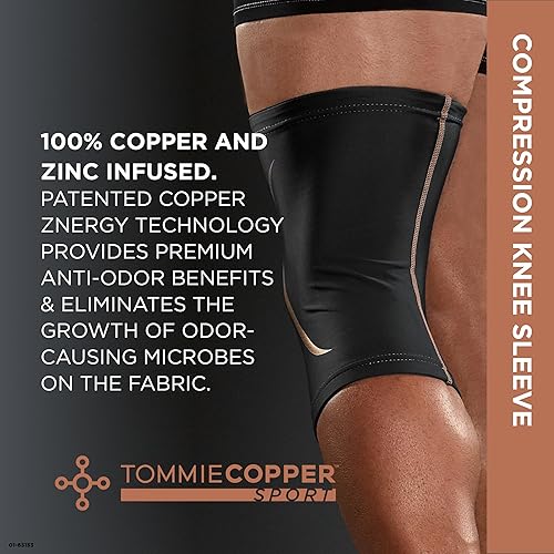 Miniatura 3 de Tommie Copper Rodillera de compresión (LXL, negra), 15-20 mmHg, elástica y antideslizante 4D para un soporte específico, tela Znergy de cobre