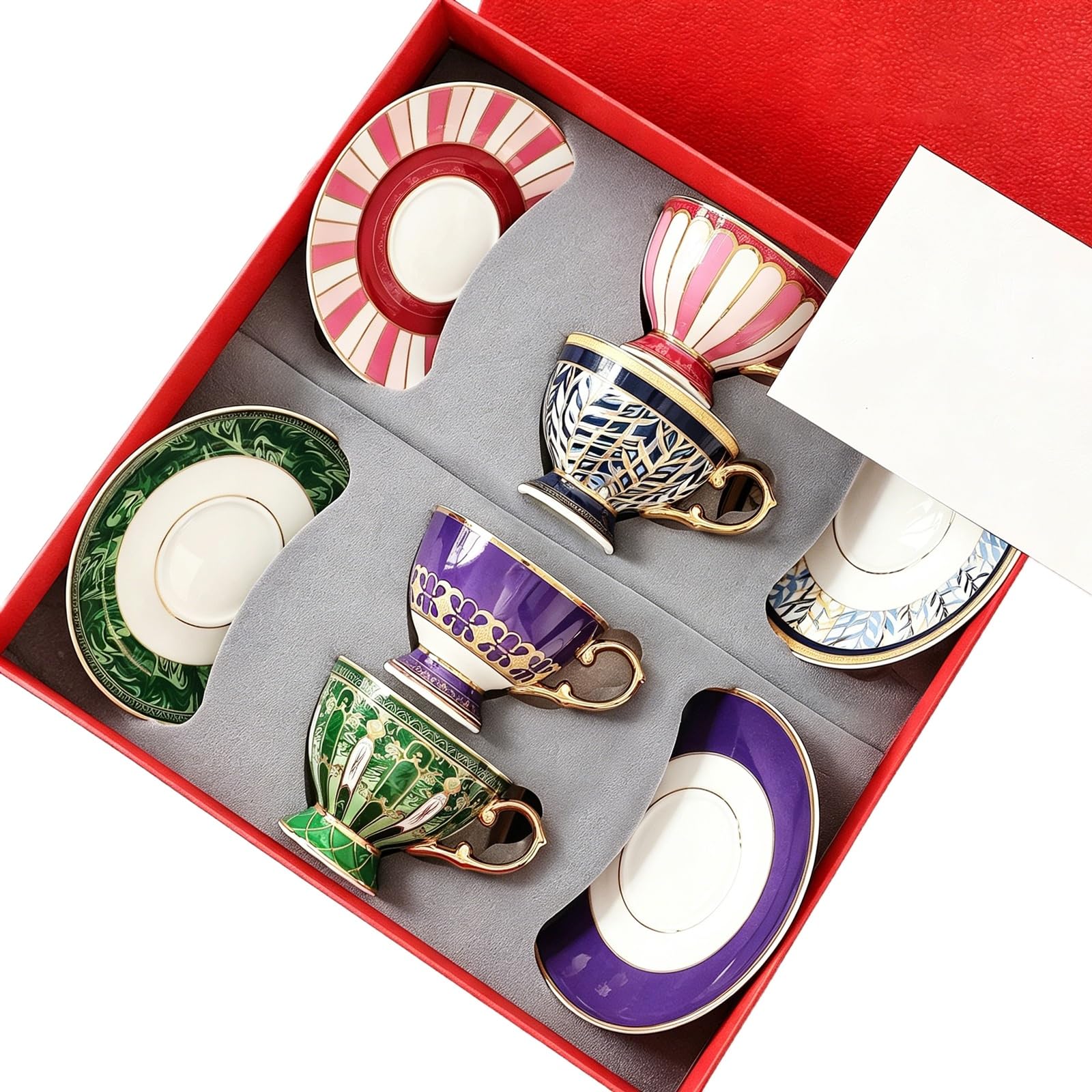 Zestaw filiżanek do kawy, 4-pakowa ceramiczna filiżanka do espresso ze spodkiem, kubki do kawy z uchwytem, ​​filiżanka do espresso, mleka, herbaty