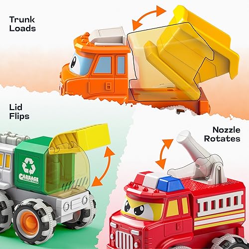 Miniatura 5 de GlowRover Paquete de 3 juguetes Monster Truck de juguete con ruedas de luz LED, autos de fricción para niños pequeños y niñas de 18 meses en