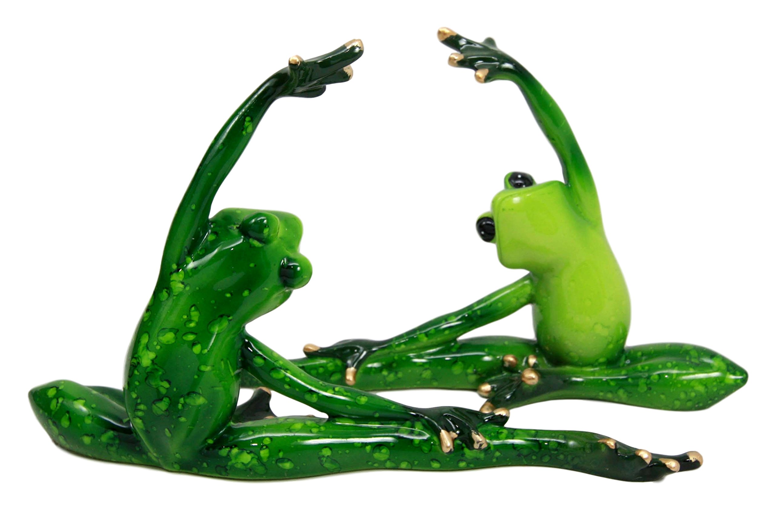 Ebros Gift Active Yoga Frog Couple Stretching Decorative Figurine Set Exercise Athletic Frogs Yin Yang East Meets West Decorative Zen Sculptures Statues