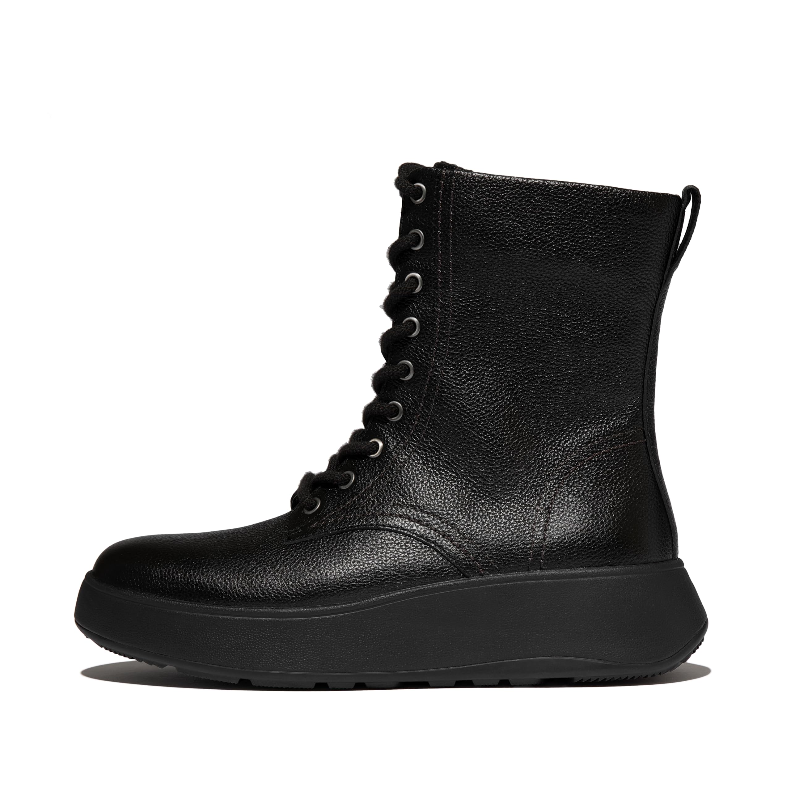 Fitflop Damskie F-Mode Stitch Warm TUMB. Skórzane sznurowane botki, czarne, 4 UK, Czarny, 37 EU
