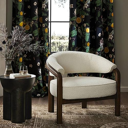 Miniatura 6 de NICETOWN - Cortinas opacas florales 100% para dormitorio, 52 x 84 pulgadas, 2 paneles, diseño de impresión botánica de colibrí y limón, cortinas