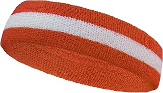 COUVER Premium Quality Halloween Costumes Striped Orange Terry Cloth Sweat Headband