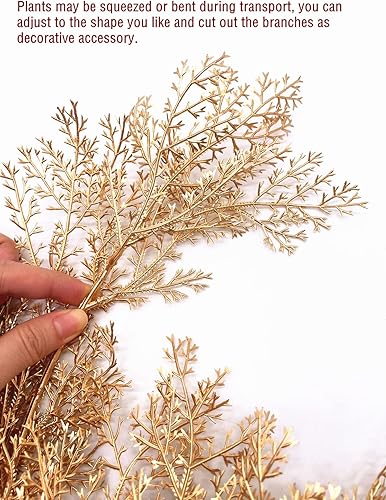 Miniatura 2 de PASYOU - Plantas artificiales para decoración navideña, cuernos falsos dorados de plástico, arbustos de hierba para interiores y exteriores, hogar,