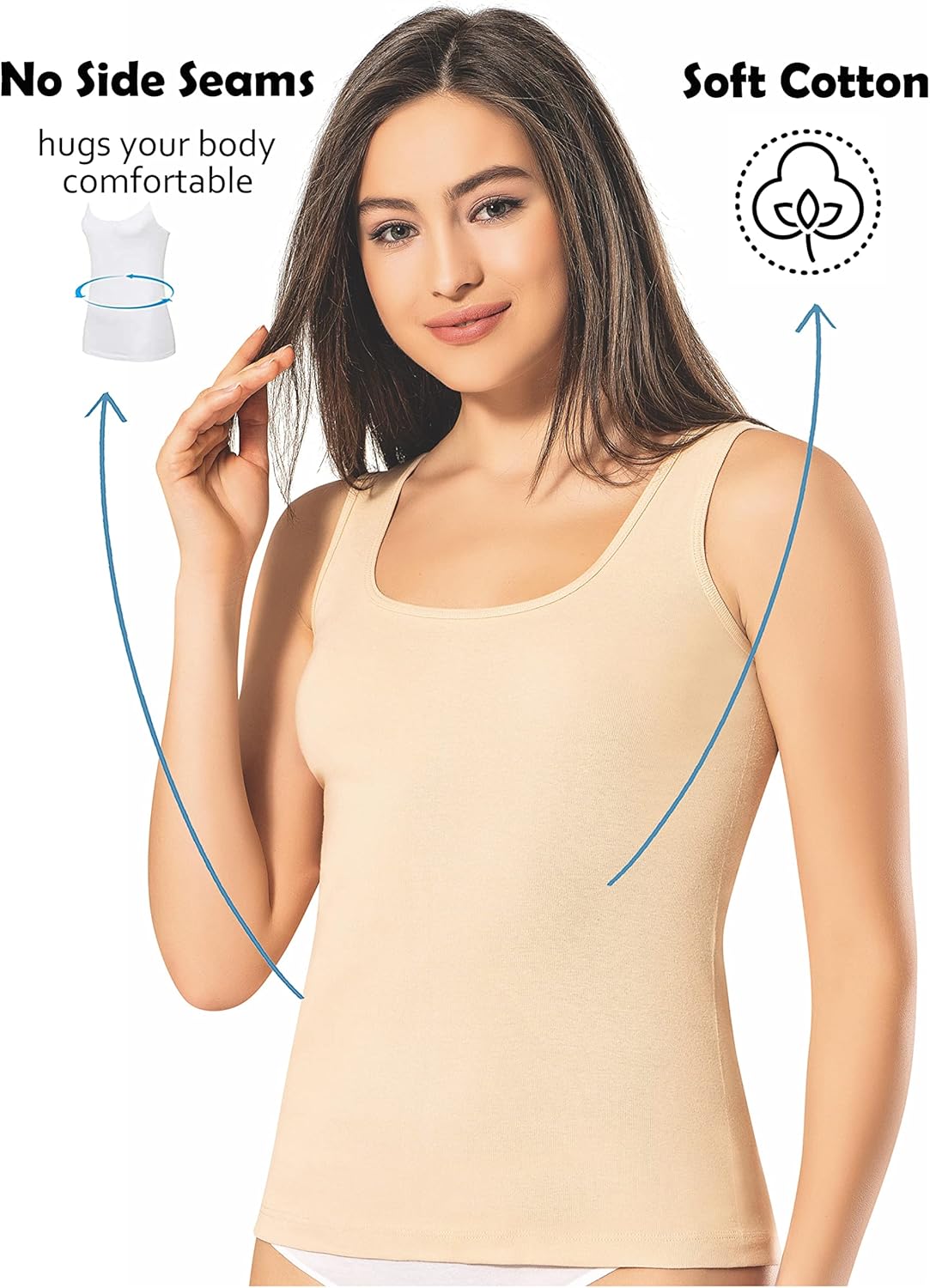 VAVONNE Camisole for Women, All Cotton, Airy Soft Comfy Tank Tops Cami Undershirt - Image 4