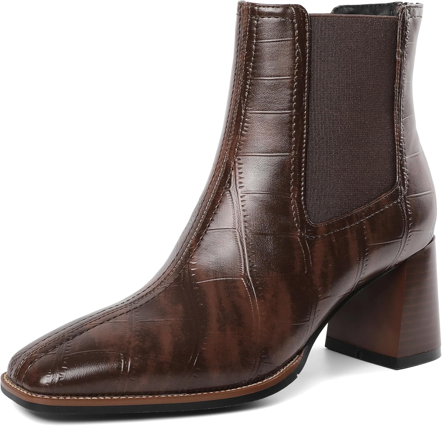 Ankle Boots for Women Block Heel Bootie Classic Chunky Heeled Boot Square Toe Low Heel Booties for Work Office