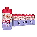 SlimFast Protein Shake, Strawberry- 20g Protein, Meal Replacement Shake Ready to Drink, High Protein with Low Carb and Low Sugar, 24 Vitamins and Minerals, 12 Count (Pack of 1) (Packaging May Vary)