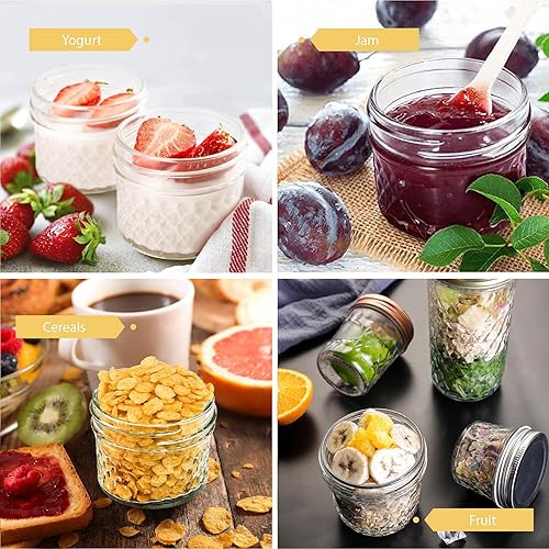 Miniatura 6 de Recipiente de almacenamiento de vidrio transparente de 4 onzas líquidas con tapa hermética, pequeño y bonito recipiente decorativo para ensalada,