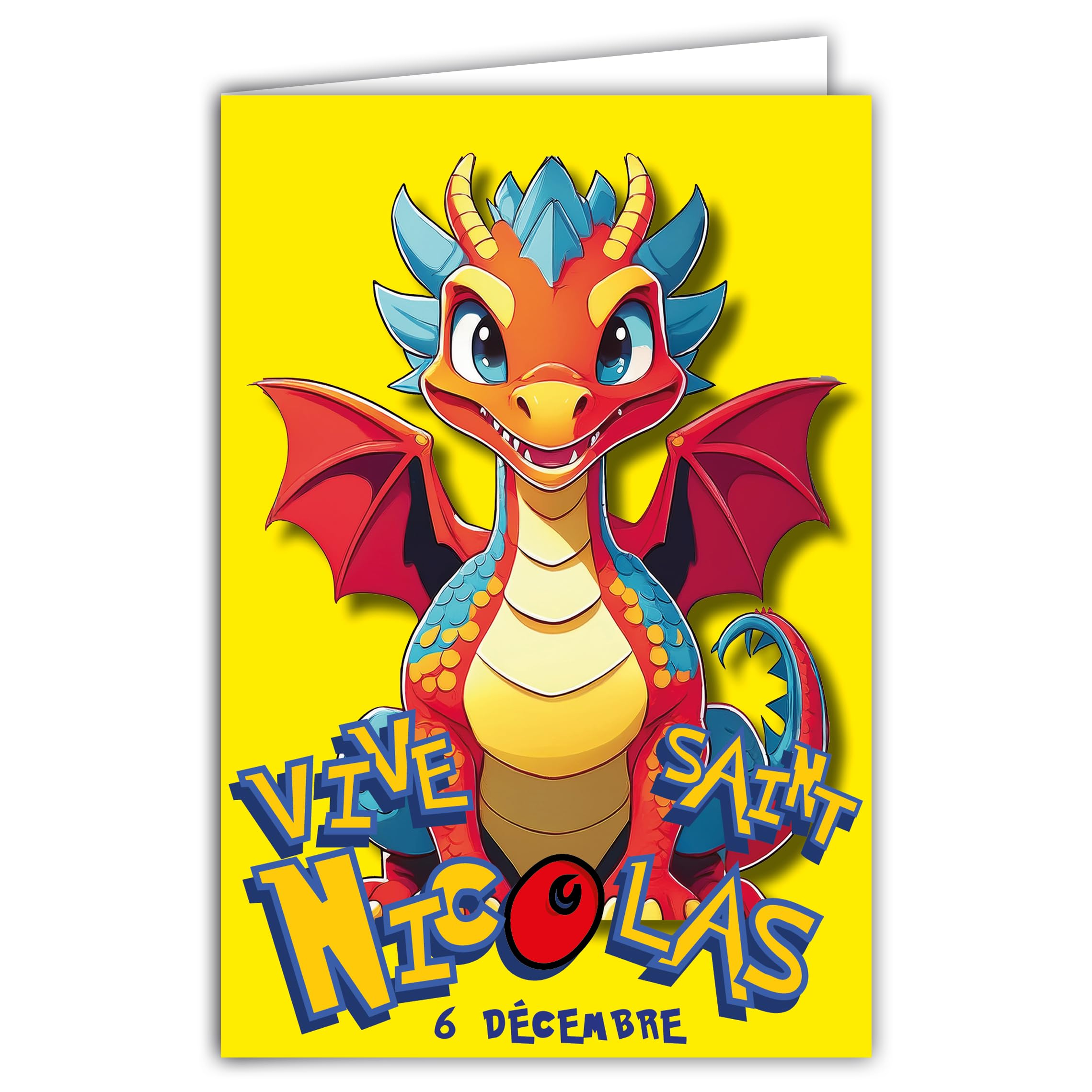 68-1364 Card Vive Saint Nicholas 6 December Wish a Happy Birthday to a School Boy Who Loves Fantastic Monsters Dragon Collectable with White Envelope Size 12 x 17 cm
