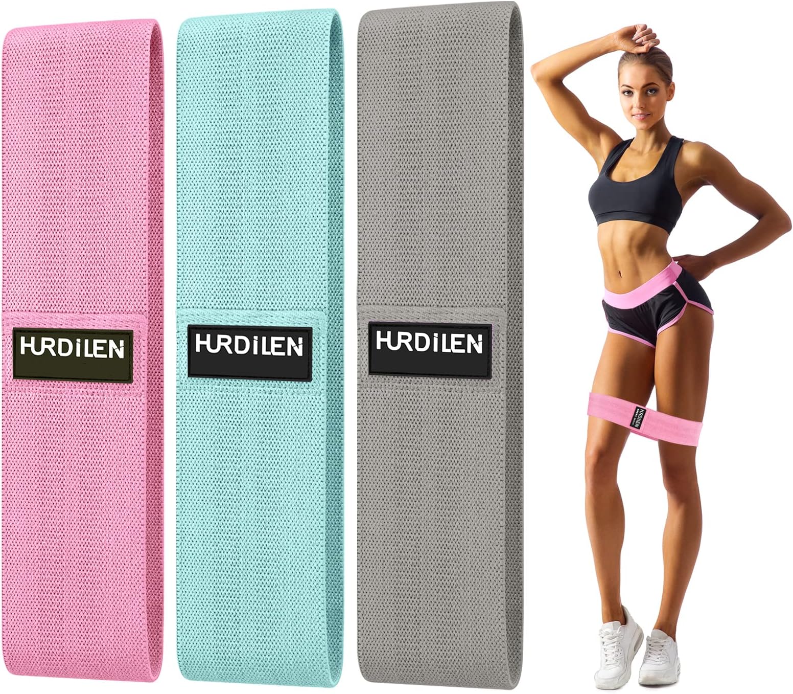 Hurdilen Resistance Bands Loop Exercise Bands ,Workout Bands Hip Bands Wide Resistance Bands Hip Resistance Band for Legs and Butt,Activate Glutes and Thigh