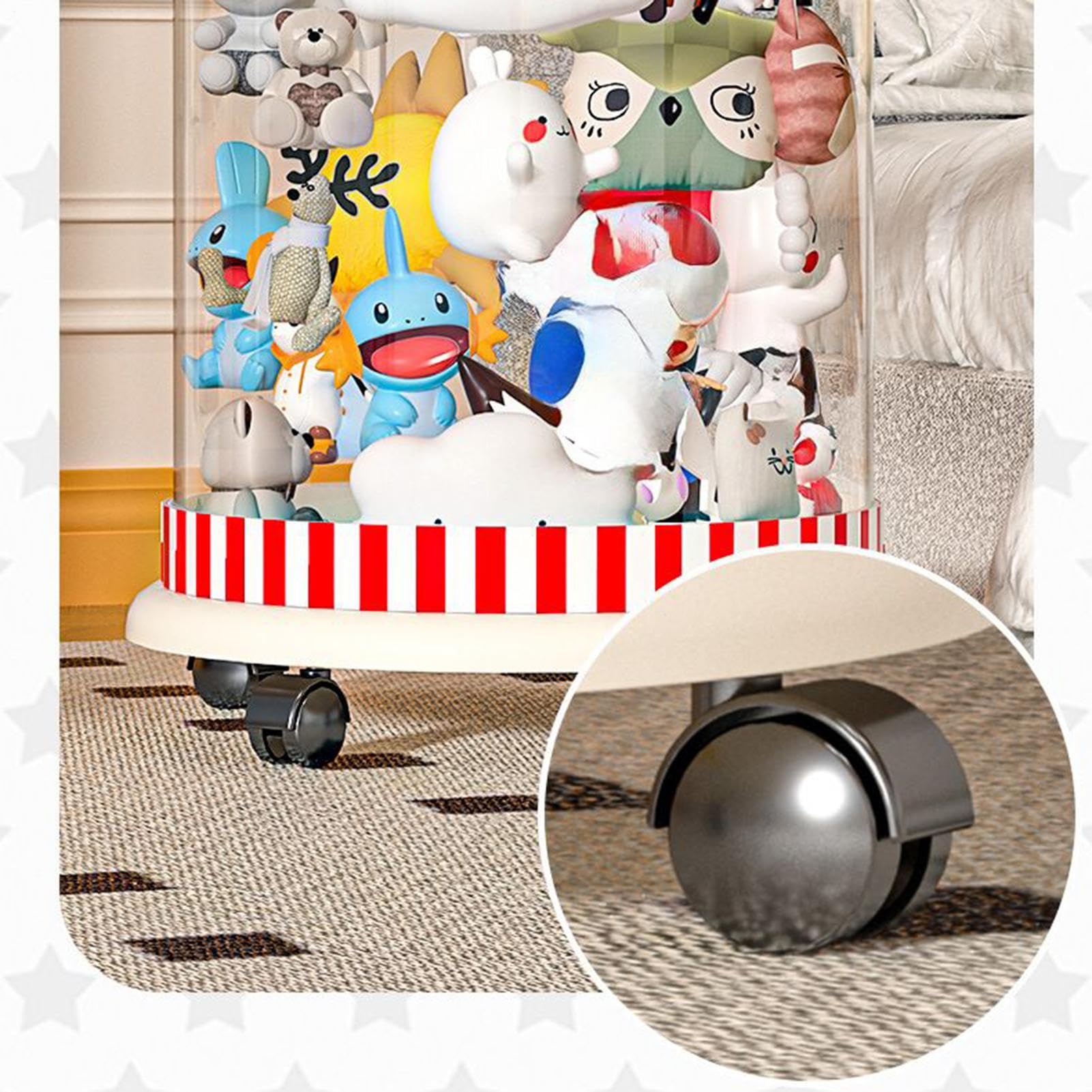 Generisch Contenedor de peluche | Torre de exhibición de peluche | transparente en forma de muñeco de nieve - Cajas de almacenamiento de juguetes de peluche con ruedas - para habitación de beb