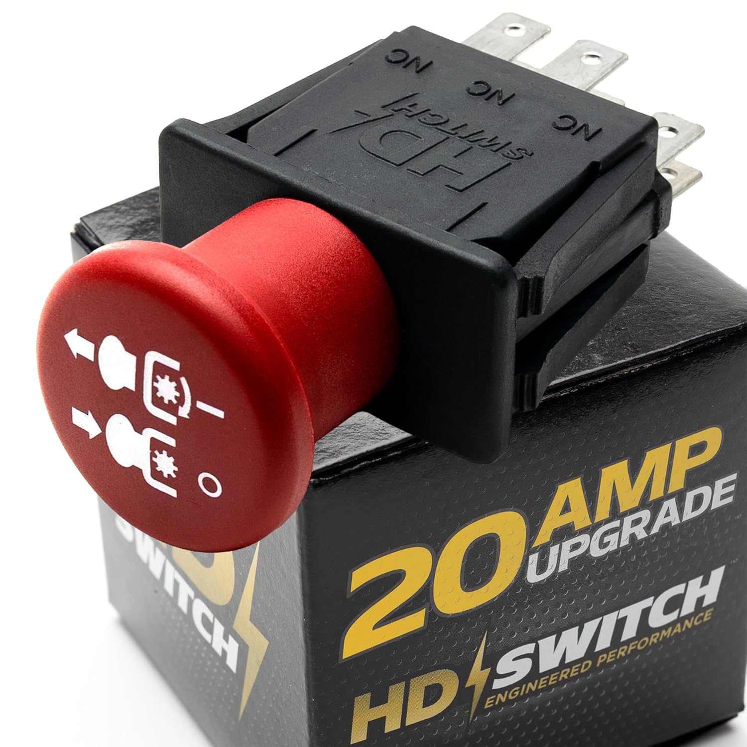 20AMP OEM Upgrade Blade PTO Switch for Land Pride Razor ZT ZT60 ZT72, ZT60i ZT72i, ZT360 ZT372 Zero Turn Radius Mowers, LandPride Deck Engage, Push Pull Red Knob
