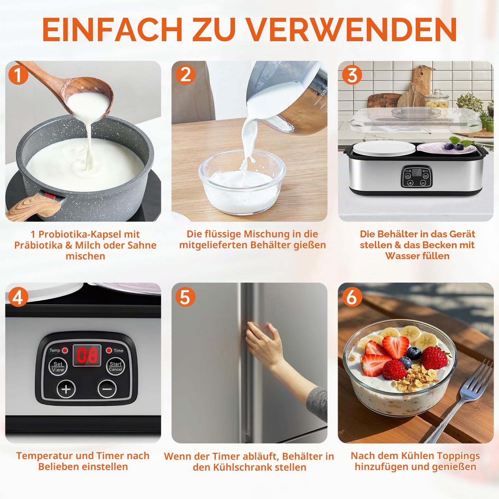 Joghurtbereiter Elektrischer Joghurt LED Timer Marmelade Eis