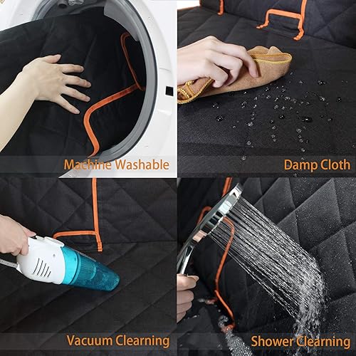 Miniatura 5 de Funda de asiento de automóvil para perro, antideslizante, impermeable, resistente, cinturón de seguridad central, compatible con reposabrazos (50