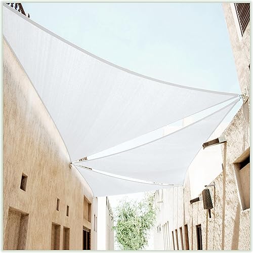 Miniatura 1 de ColourTree Toldo triangular blanco CTAPRT24 de 18 x 18 x 18 pies, tela de malla con bloqueo UV, comercial resistente, 190 GSM