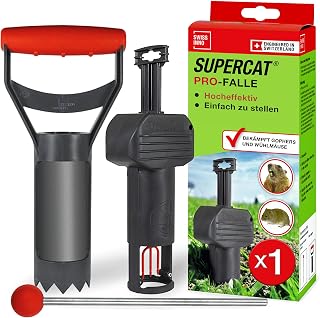 SWISSINNO Wühlmausfalle PRO SuperCat inkl. Zubehörset - Effiziente Schlagfalle gegen Feld- + Wühlmäuse, Patentierter Auslösemechansimus, Sicher + Wiederverwendbar - 1 Falle + 1 Zubehörset