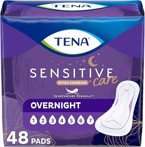 TENA Almohadillas para incontinencia, control de vejiga y posparto para mujeres, absorción nocturna, cobertura adicional, cuidado sensible, 48