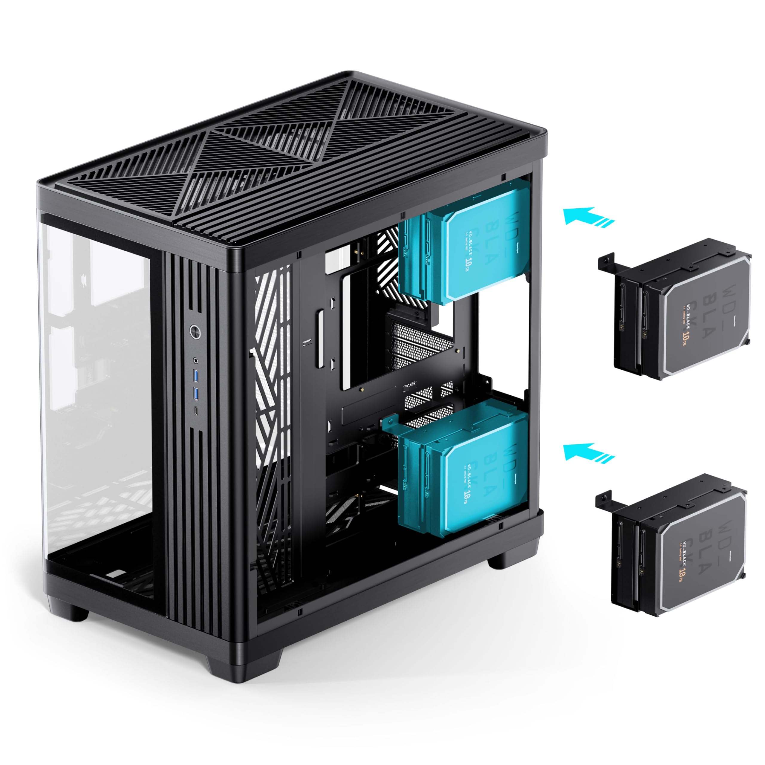 Jonsbo TK-4 PC-Gehäuse Schwarz | ATX Midi-Tower mit Panoramic Tempered Glass für 420 mm Radiatoren & 460 mm GPUs – Ready für Custom Loops