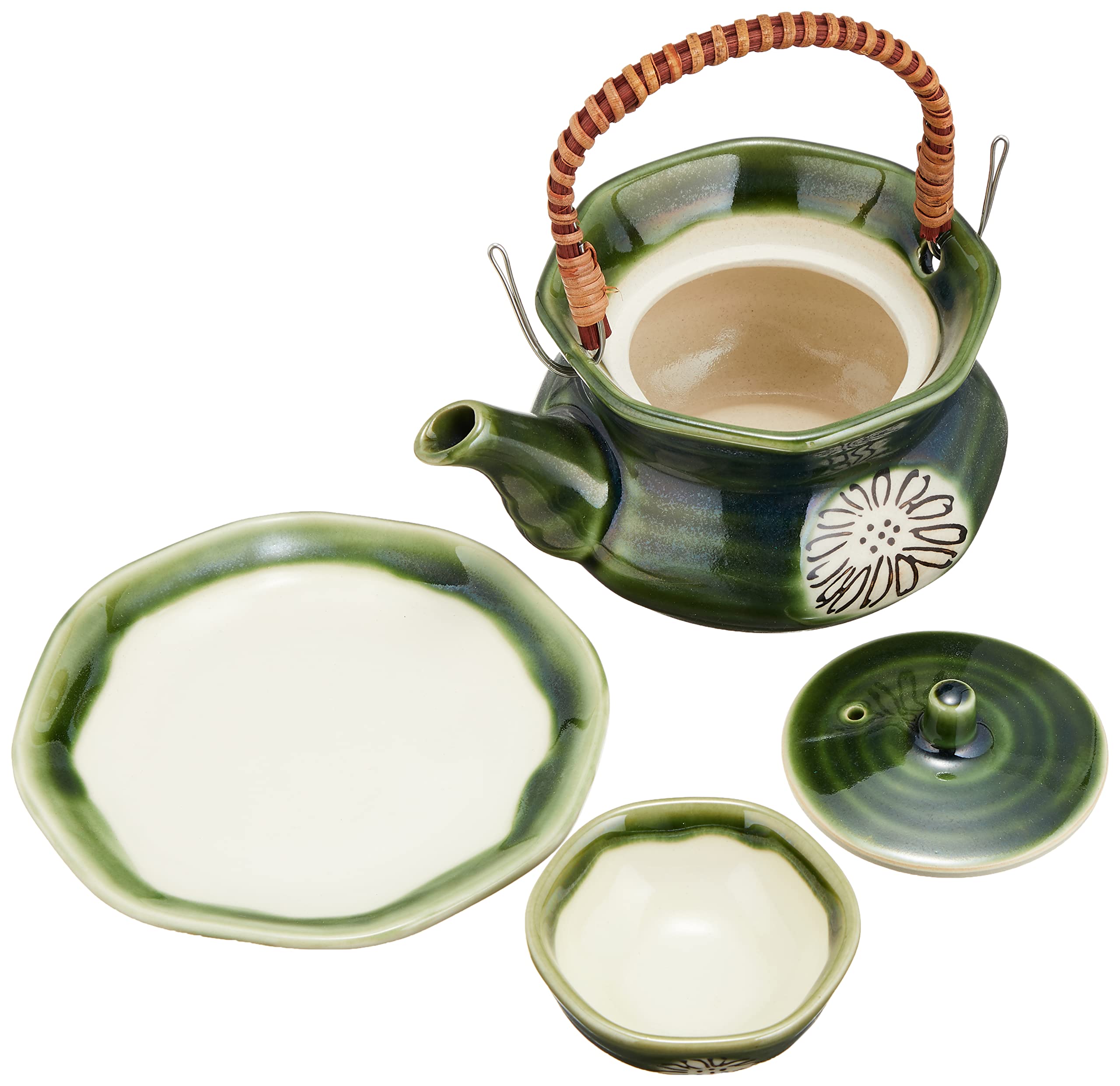 織部土瓶むし　土瓶蒸し 土瓶蒸し 織部平型土瓶むし 約240cc 耐熱 黒系 和食器 土瓶むし 業務用