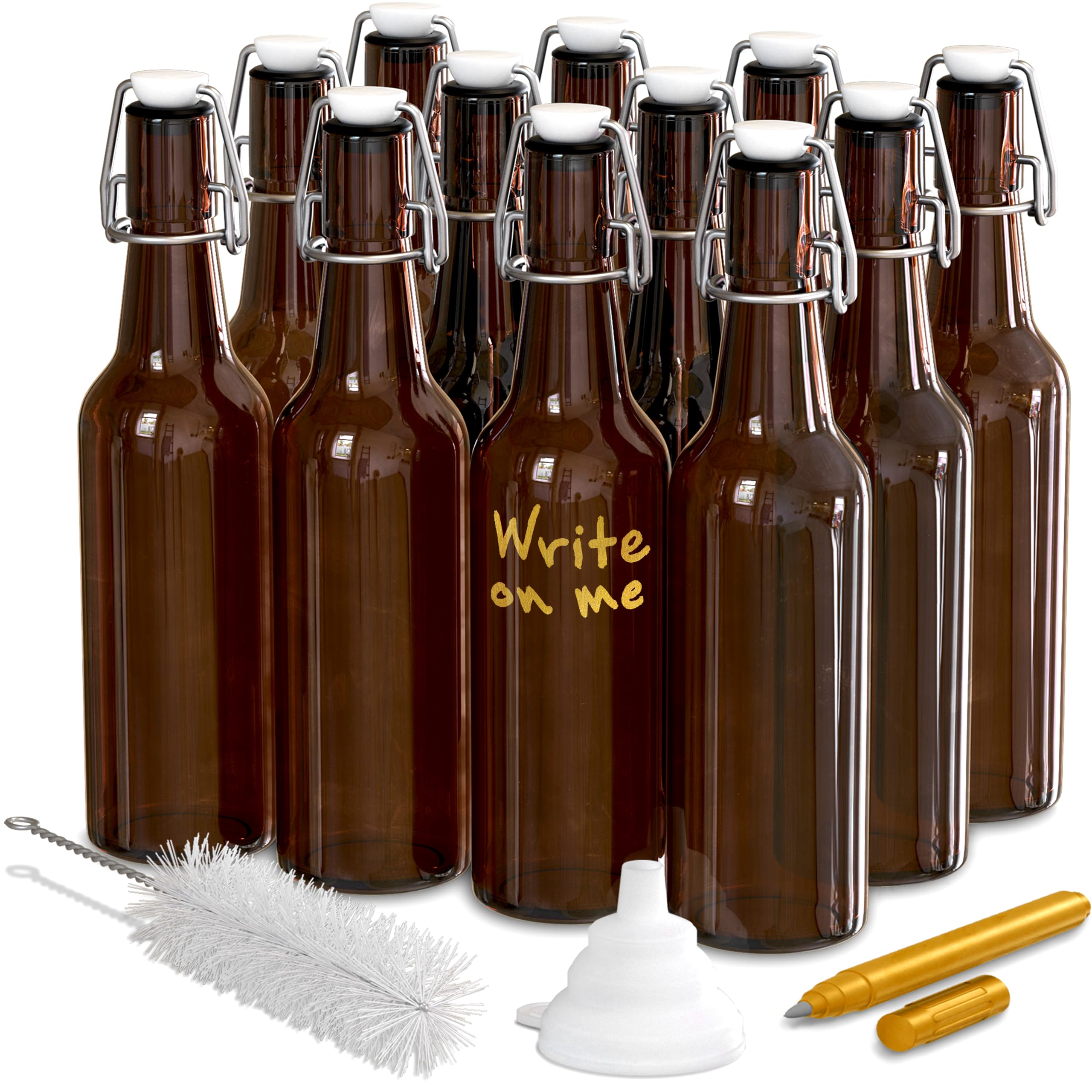Nevlers Amber Swing Top Glass Bottles