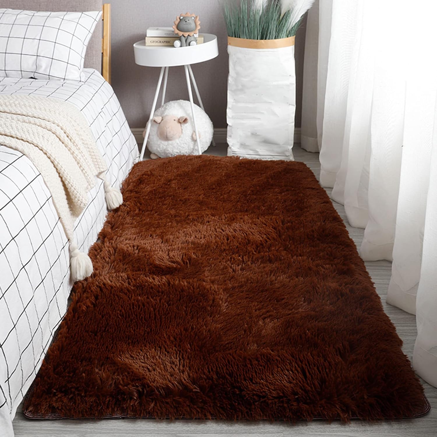 Rectangle Fluffy Shaggy Throw Carpet for Dorm Floor Nursery