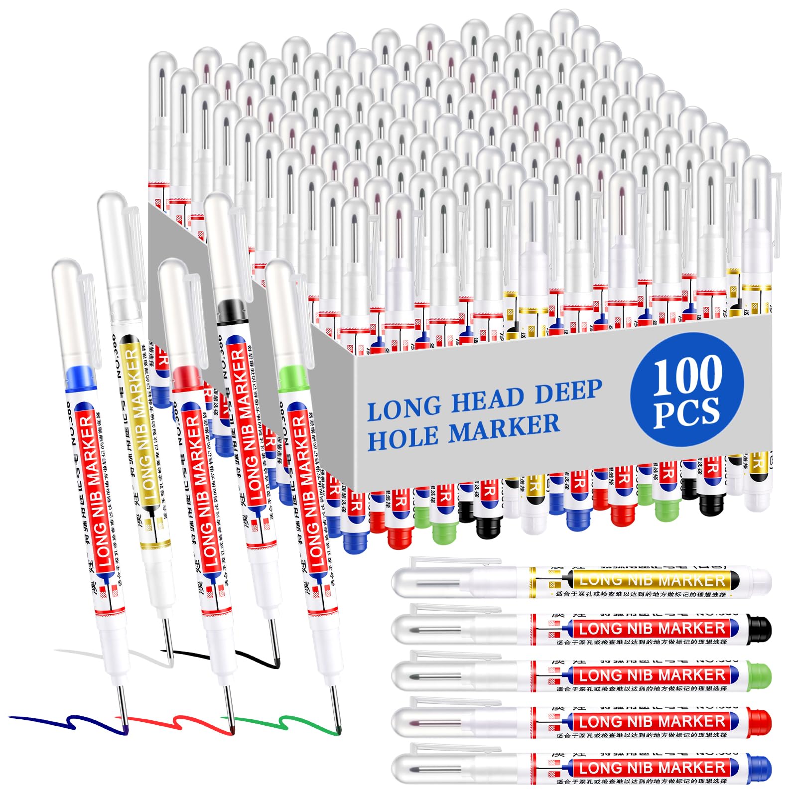 Long Nib Markers - 100 Pack for Deep Marking -1