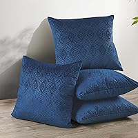 Vista 1 de Home Soft Things Ikat - Fundas de almohada de terciopelo de 4 piezas, 20 x 20 pulgadas, color azul, fundas de almohada cuadradas decorativas