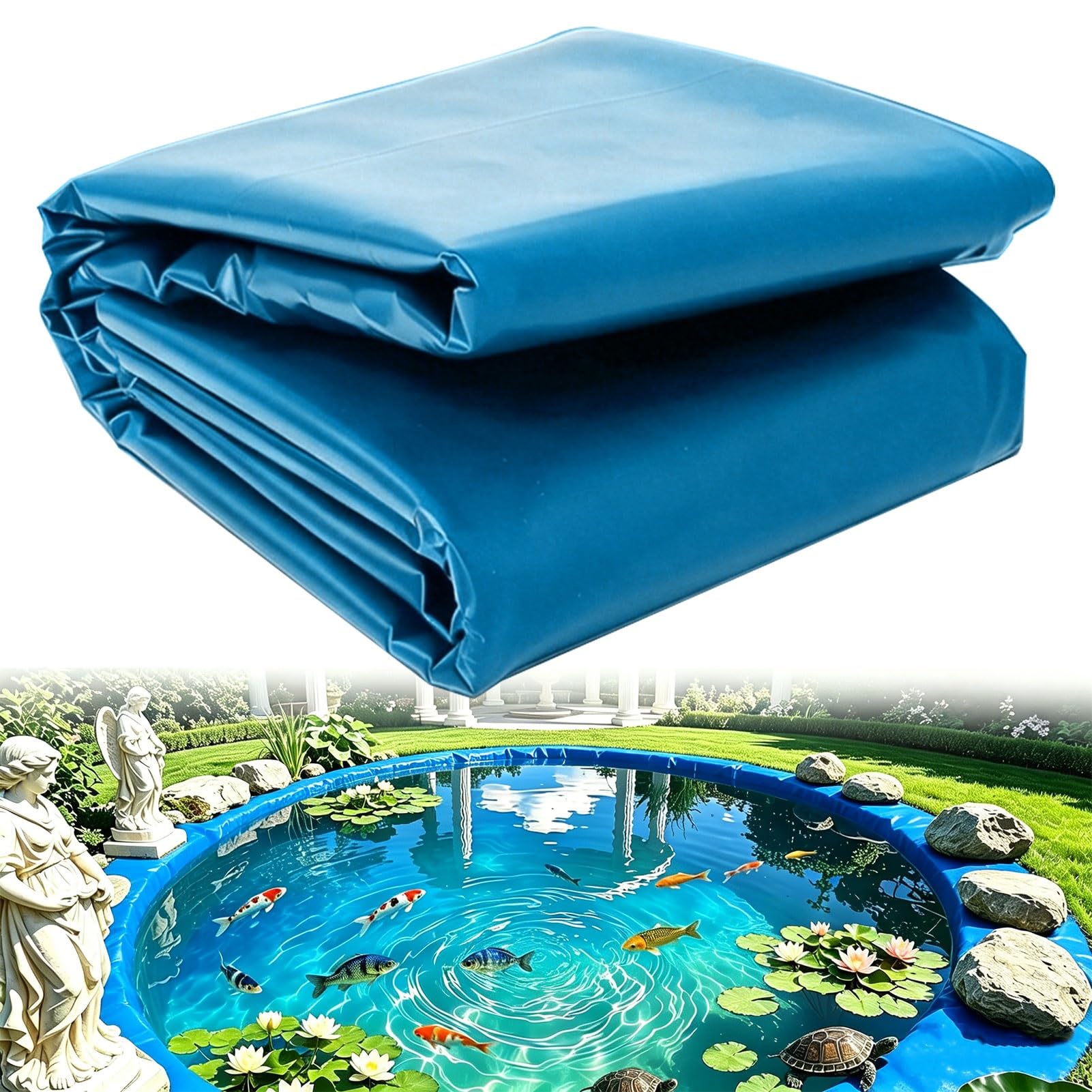 Telo impermeabile flessibile per laghetto, 3 x 4 x 8 m, 5 x 10 m, 7 x 8 m, per lacaping, ruscelli e cascate (10 x 12 m), ideale per giardini e progetti all'aperto