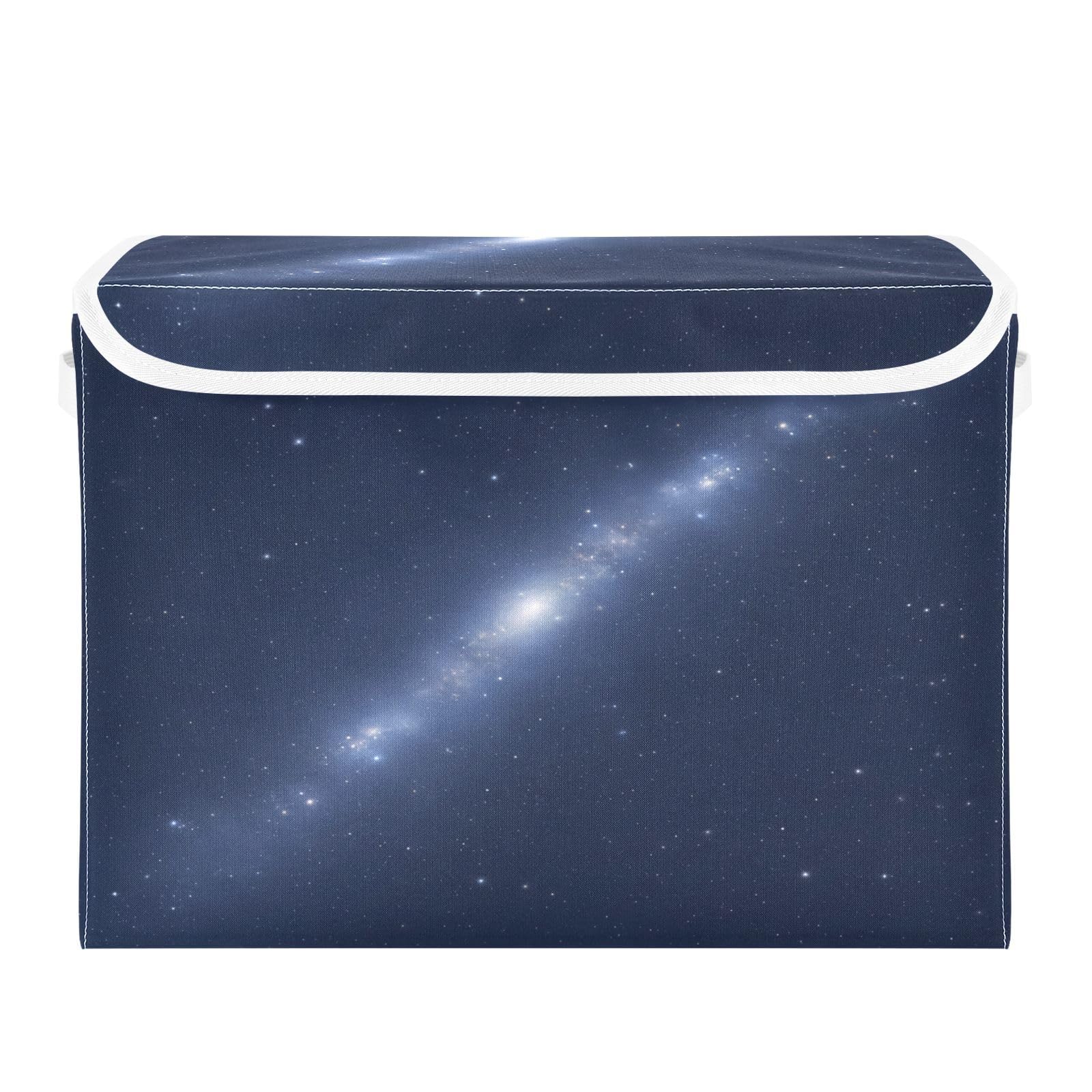 Cgiub Galaxy Storage Bins with Lids Decorative Fabric Storage Boxes with Handles Closet Organiser Foldable Baby Basket for Nursery Bedroom Office