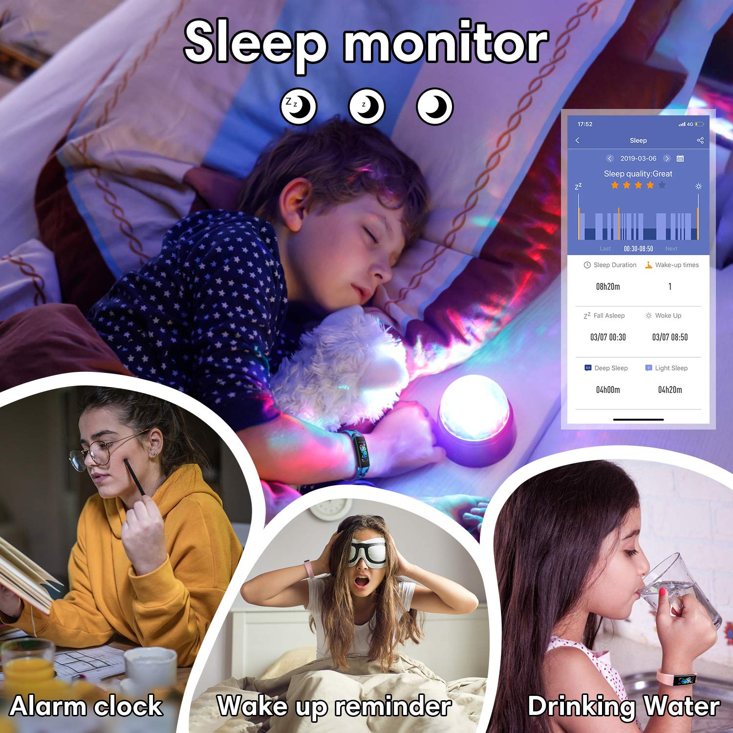 Gogum Slim Fitness Tracker With Replacement Band For Kids Girls