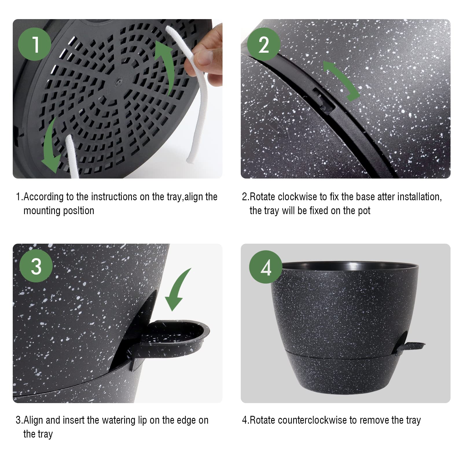 Set di 5 vasi da fiori verdi autoirriganti da 7/6,5/6/5,5/5 pollici con fori di drenaggio, vasi da fiori in plastica, vasi da piantagione adatti a tut | Leroy Merlin