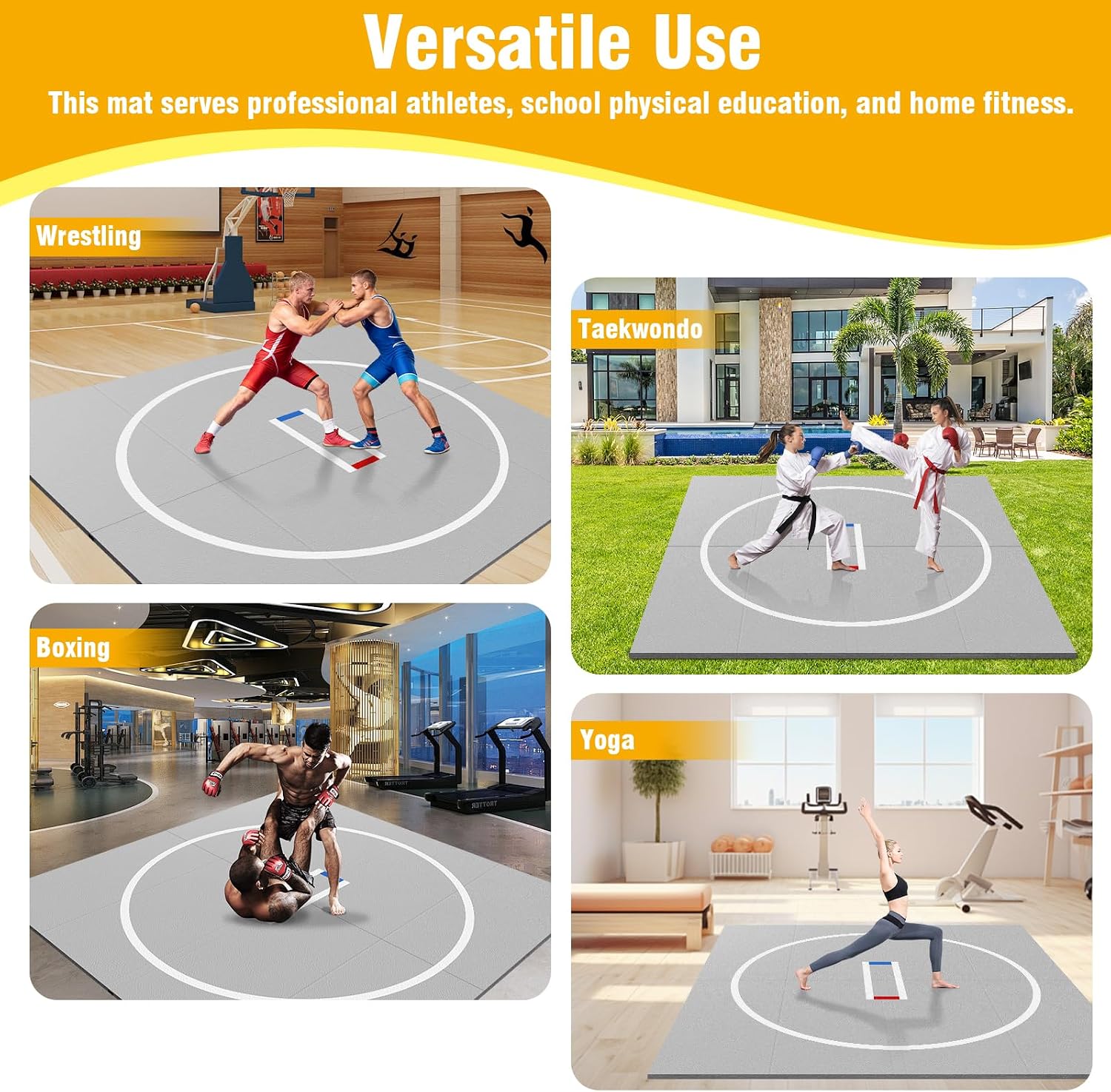 Wrestling Mat Jiu Jitsu Mats for Home Durable Judo Mats for Training Roll-Up Design Wrestling Mat for Grappling Martial Art Boxing Judo-10x10ft