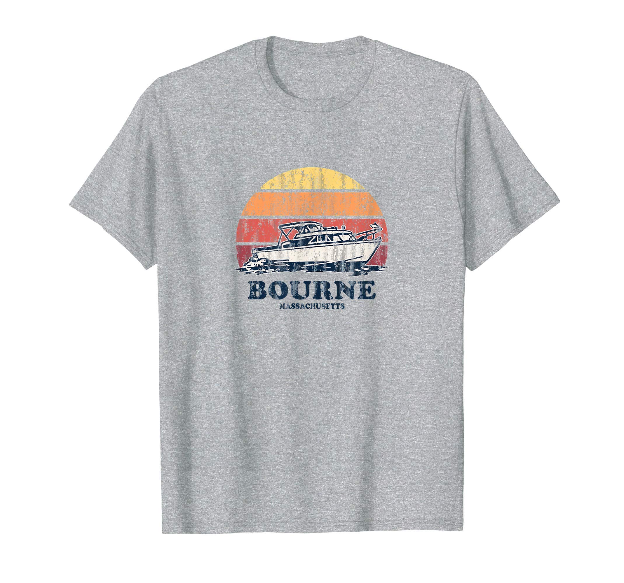 Bourne MA Vintage Boating 70s Retro Boat Design T-Shirt