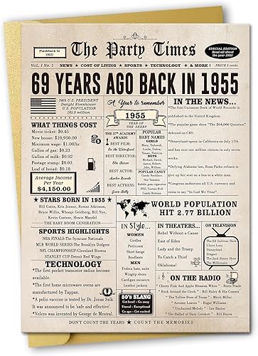 Ziwenhu Tarjeta de felicitación para cumpleaños 69 para mujeres y hombres, divertida decoración de regalo de cumpleaños 69 para abuela, abuelo o