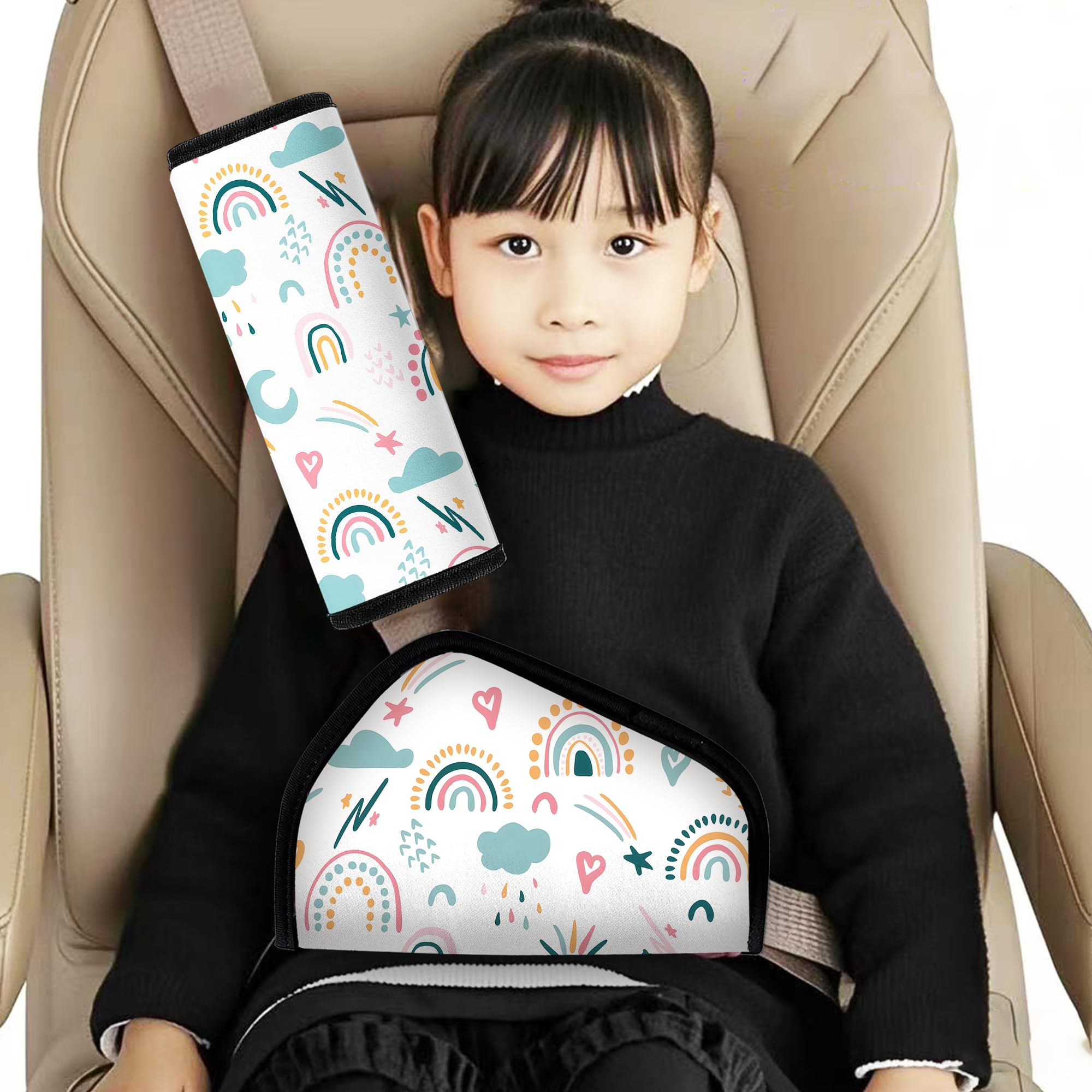 DreamsLink.LC Copertura per cintura di sicurezza e protezione per il collo, morbido e traspirante, cuscino per cintura di sicurezza per bambini, misura universale, accessorio da viaggio
