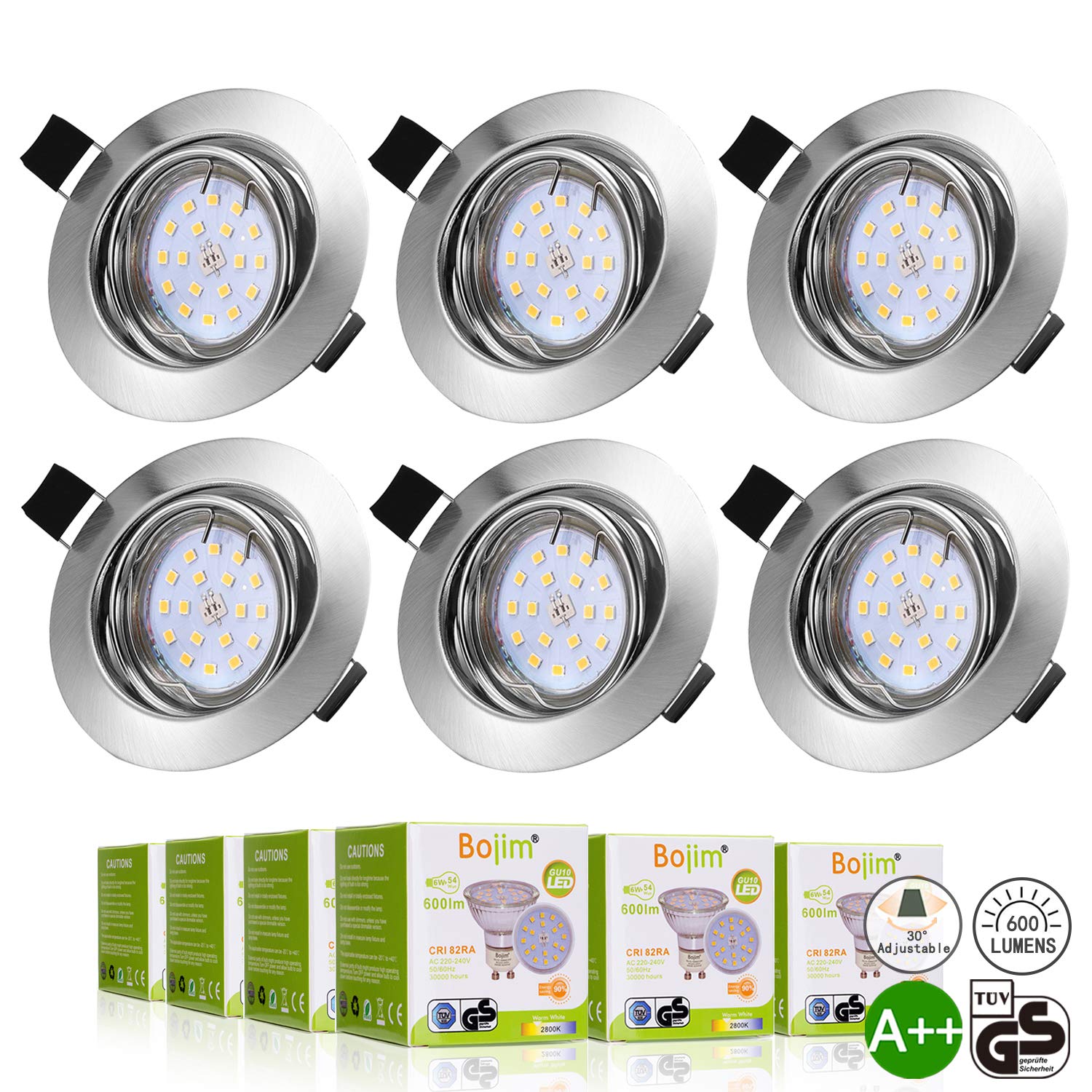 6x Gu10 Led Recessed Ceiling Lights Bojim Adjustable Downlights