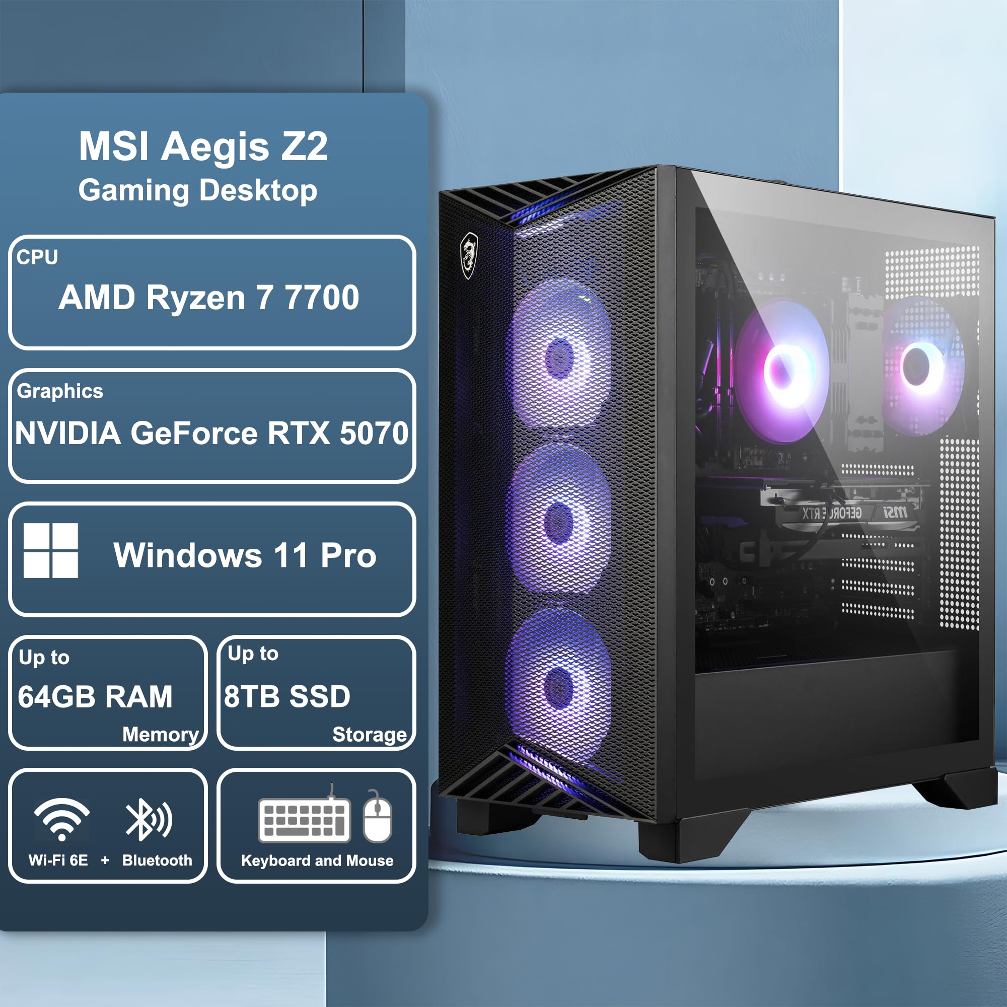 Amazon.com: msi Aegis Z2 Gaming Desktop AMD Octa-core Ryzen 7 7700