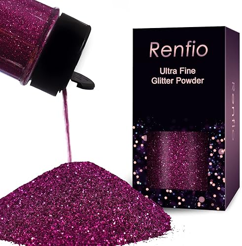 Miniatura 89 de Renfio Polvo ultra fino de purpurina rojo vino oscuro, 2.11 onzas (2.12 oz), copos de PET, manualidades, lentejuelas, decoración de slime, seguro