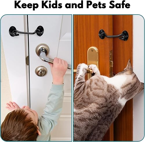 Miniatura 5 de Rainspire (Paquete de 2) Pestillo de Gancho y Ojal de Privacidad para Puerta de Granero, Pestillo de Puerta de Acero Inoxidable